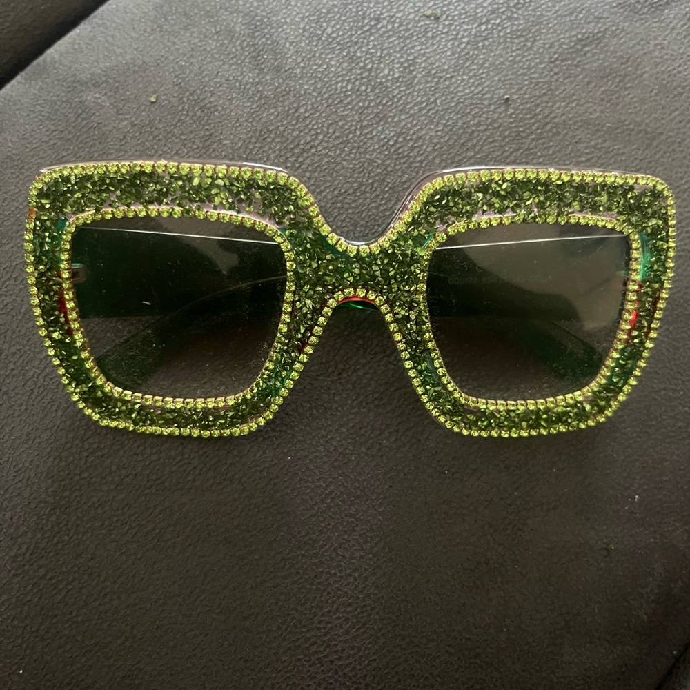 Green Rhinestone Sunglasses